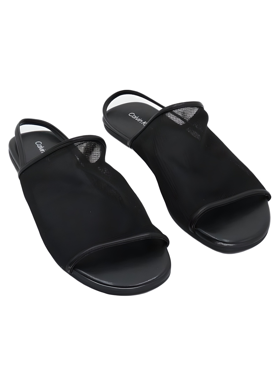 Calvin Klein Gaven Black Mesh Slingback Flat Sandals Size 7.5M